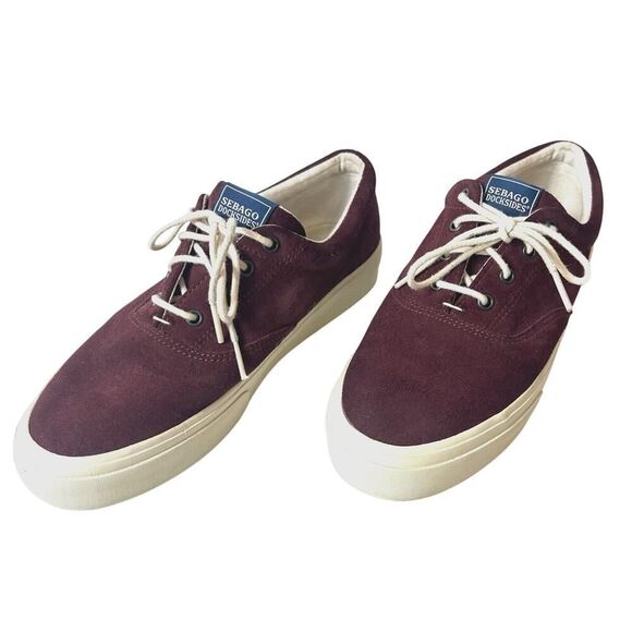 Sebago Docksides Shoes Burgundy Suede Lace Up Low Top Womens 8 M Comfort Sneaker - Picture 3 of 11